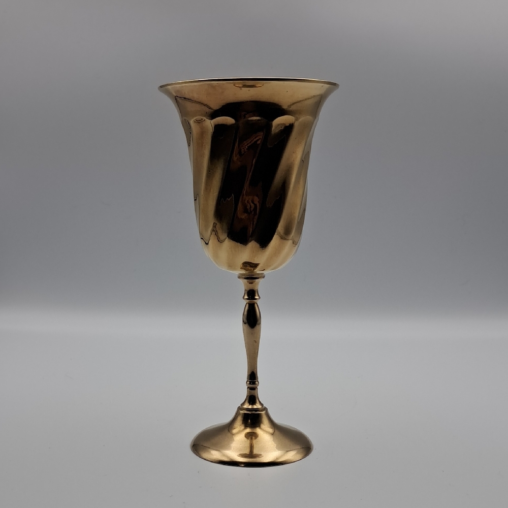 Vintage Brass Wine Goblet India Swirl Desing 4"
